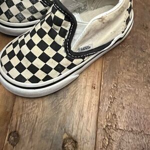 Vans Kids Checkered Slip-On Shoes - Black and White